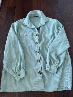 Nasty Gal Mint Green Ribbed Corduroy Crop Top